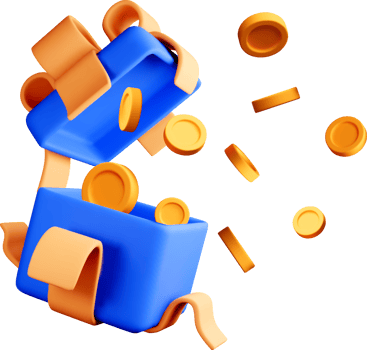 Colorful 3D Open Box with Gold Coins png