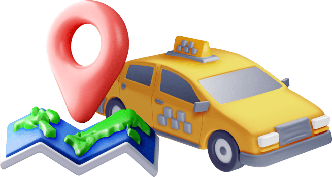 3D Taxi with Location Marker and Map png