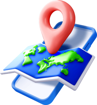 3D Mobile Map with Location Pin Design png