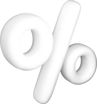 3D White Percentage Sign on Plain Background png