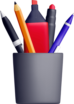 Colorful Assortment of Writing Instruments in 3D png
