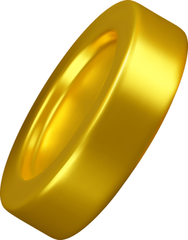 Shiny 3D Golden Ring with Smooth Finish png