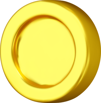 Glossy 3D Golden Coin with Smooth Finish png