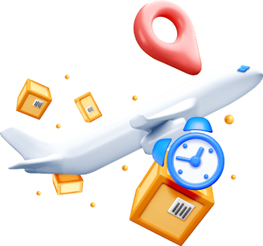 3D Airplane with Package Delivery Elements png