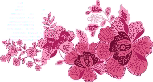 floral vignette, retro ornament, elegant decor element vector