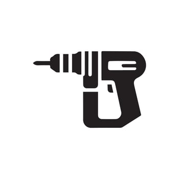minimalist drill machine logo with white background vector