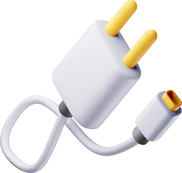 Realistic 3D Electrical Plug with Cord Design png