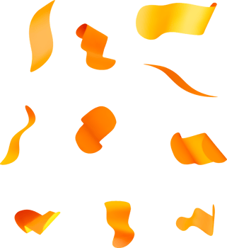 Vibrant 3D Orange Ribbons and Shapes Display png