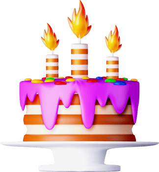 3D Birthday Cake with Candles png