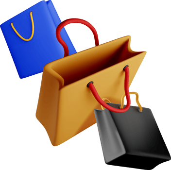 Colorful 3D Shopping Bags in Dynamic Arrangement png