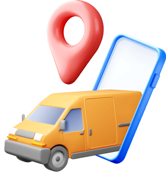3D Delivery Van with Location Marker Concept png