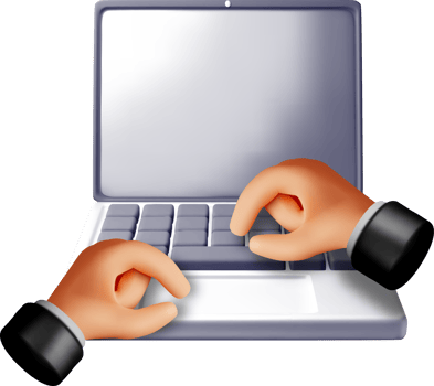 3D Rendering of Hands Typing on a Laptop png