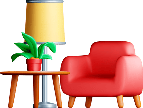 Stylish 3D Living Room Furniture Setup png