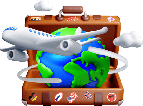 3D Travel Elements Suitcase and Airplane png