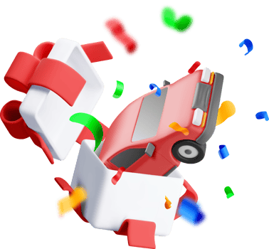 3D Car Emerging from a Gift Box Surprise png