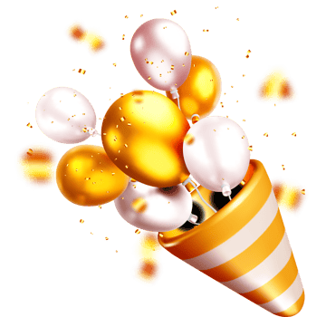 Colorful 3D Balloons Bursting from a Cone png