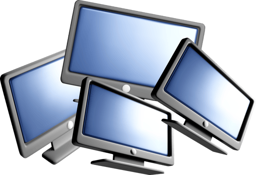 3D Monitors Displaying Various Screen Sizes png