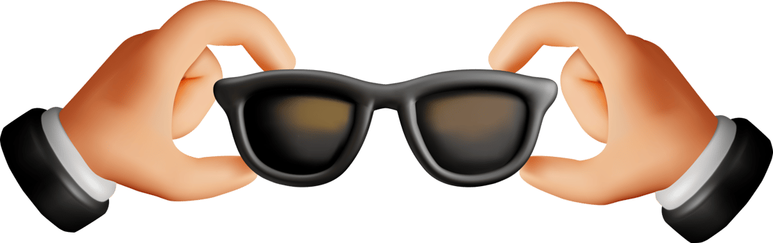 3D Hands Holding Black Sunglasses Illustration png