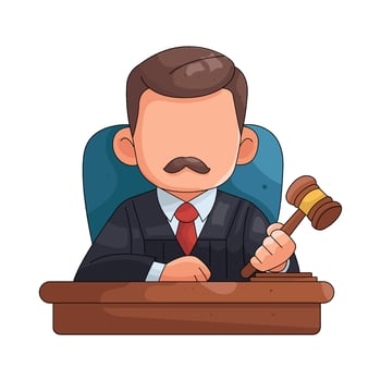 Illustration of Judge Holding a Gavel in Court vector