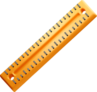 3D Ruler with Measurement Markings and Holes png
