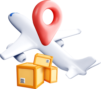 3D Illustration of Airplane and Packages png