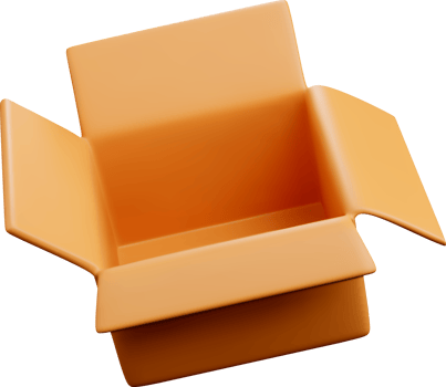 Open 3D Orange Box with Flaps png