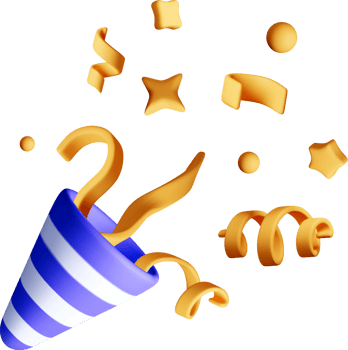 Colorful 3D Party Hat with Confetti Design png