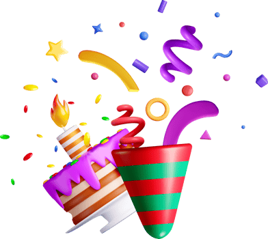 3D Colorful Cake and Celebration Elements png