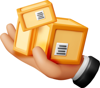 3D Hand Holding Multiple Yellow Packages png