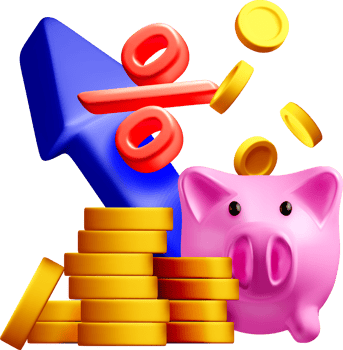 3D Financial Growth with Piggy Bank and Coins png