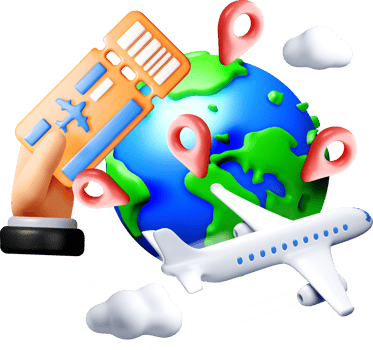 3D Travel Concepts with Tickets and Globe png