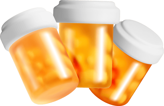 Three 3D Prescription Medication Bottles png