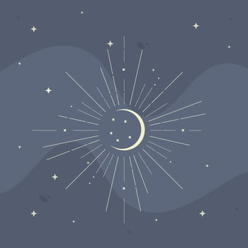 Moon Stars Rays Celestial Mystical Esoteric Outline Symbol Nature Abstract Background Stars Sky Astrology Cosmos vector