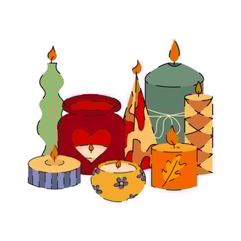 Group of flat candle. Cozy home candles vector