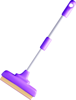 3D Purple Cleaning Tool with Long Handle png
