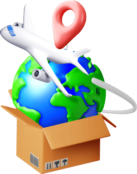 3D Global Delivery Concept with Airplane png