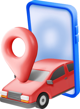 3D Car and Location Marker on Smartphone Display png