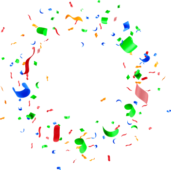 Festive 3D Confetti in Colorful Swirl png