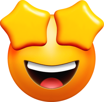 Cheerful 3D Emoji with Starry Eyes png