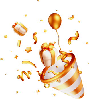 Festive 3D Celebration Elements in Gold png