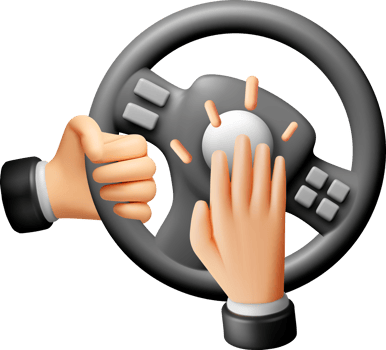3D Illustration of a Hands on Steering Wheel png
