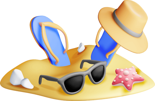 Summer Beach Accessories on Sandy Shoreline png