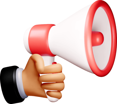 3D Megaphone in Hand for Announcements png