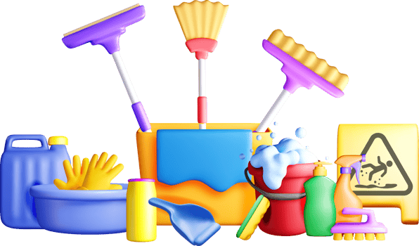Colorful 3D Cleaning Supplies Collection png