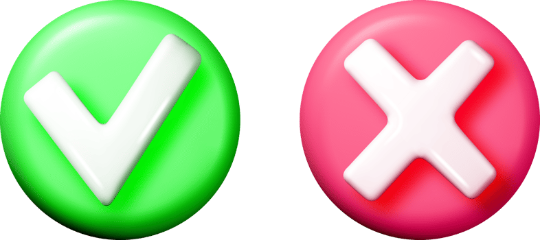 3D Check Mark and Cross Icon Design png
