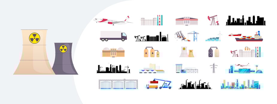 Industrial icons for energy and transport vector