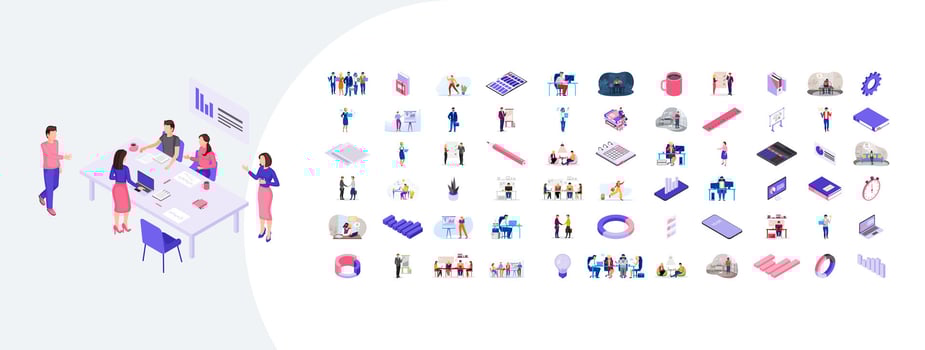 Business meeting with diverse illustrations vector