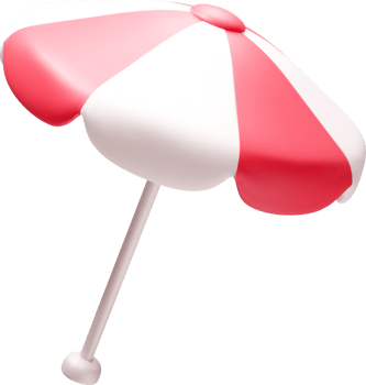 Colorful 3D Beach Umbrella for Summer Vibes png