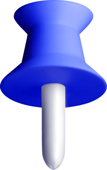 3D Blue Push Pin with White Needle Design png