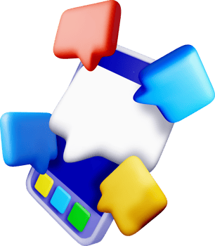 3D Mobile Chat Interface with Speech Bubbles png